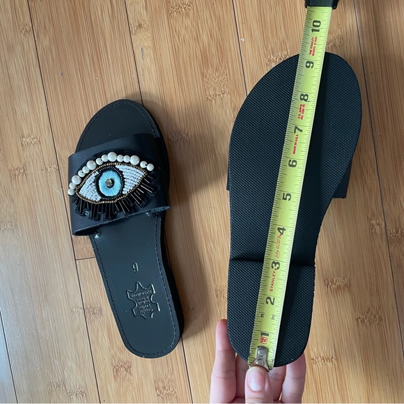 Greek “evil eye” leather sandal slides - Picture 4 of 8